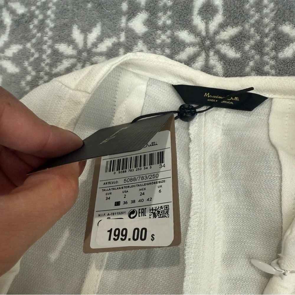 NWT Massimo Dutti Wide Leg Pleated Trousers White Size‎ 2 Minimalist Elegance - Picture 8 of 13